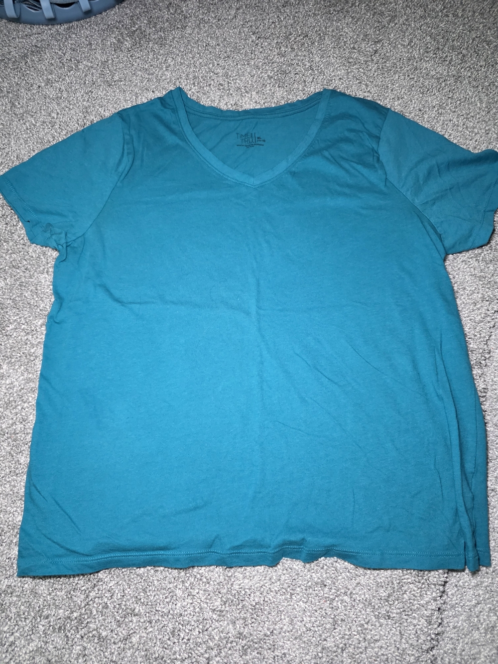 Time and Tru Teal V-Neck Short Sleeve Tee